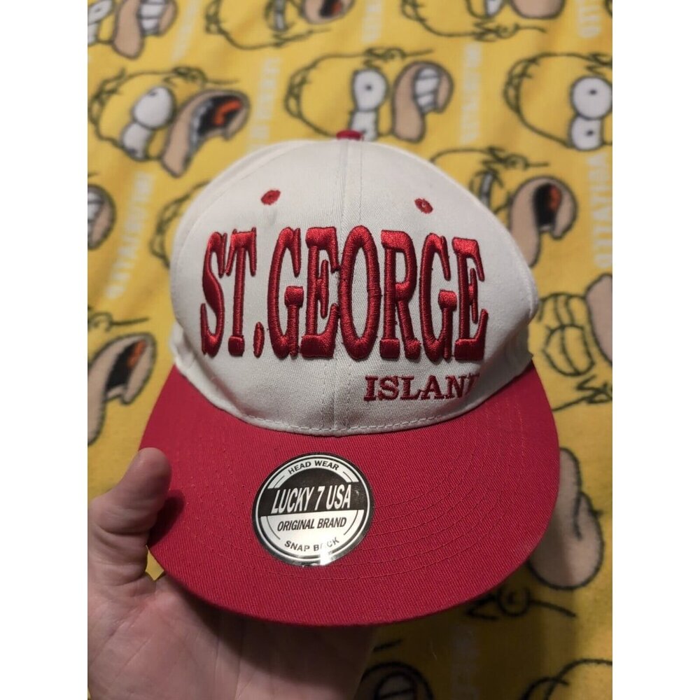 Lucky 7 Red White Snapback Hat ST George Island